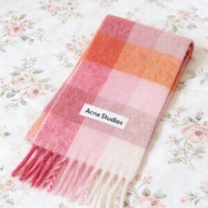 Acne Studios Pink and Orange Checkered Scarf